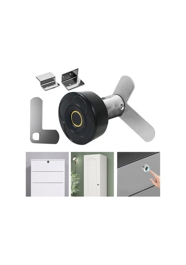 Createtech Homyl Parmak İzi Dolap Kilidi - Ev & Ofis Çekmeceleri İçin Gizli 30mm Siyah