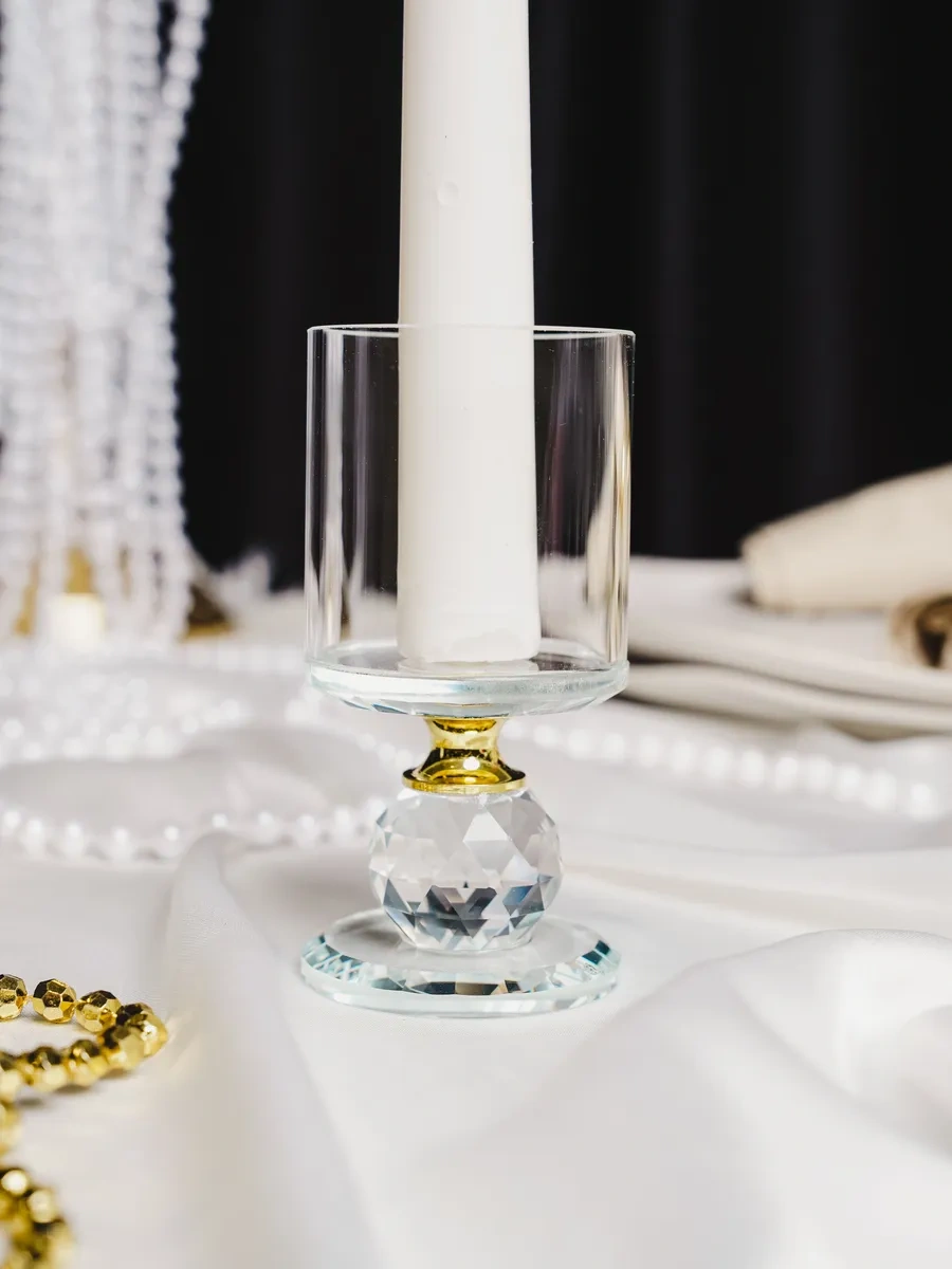 Simalend Mumlar İçin Cam Şamdan 17504418 Beyaz