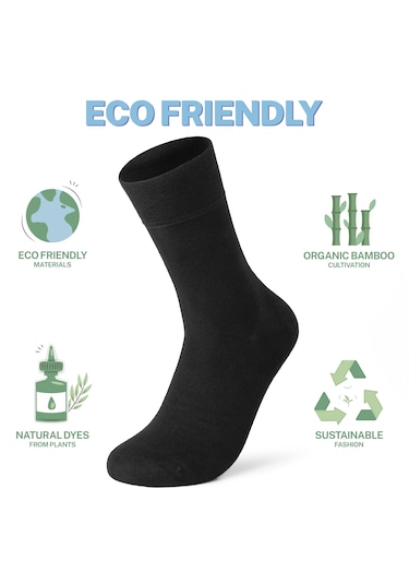 Elchee Wear Organik Bambu Kadın Siyah Çorap 4 Çift Siyah