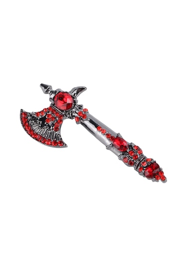Lemestar Klasik Elmaslı Bıçak Desenli Broş - Dayanıklı Alyuminyum Malzeme, Gündelik Ve Özel Etkinlikler İçin Dekoratif Takı Kırmızı