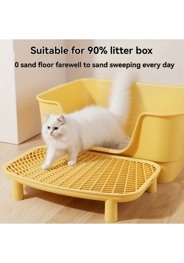 Brightnova Gri Kedi Kumu Paspası Çift Katlı Yıkanabilir Anti Sıçratan Büyük Tüy Dostu