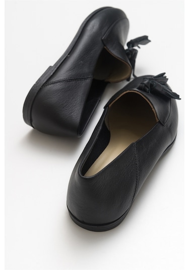 Luvishoes F04 Siyah Cilt Hakiki Deri Ayakkabı Siyah