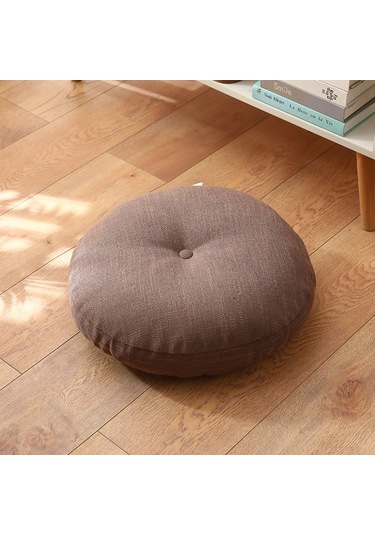 Zemin Koltuk Yastık Düz Renk Meditasyon Yoga İçin Uygun Yuvarlak 60cm-4 Ekru