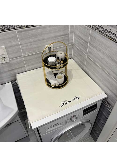Laundry Duck Keten Su Geçirmez Ve Kirlenmez Çamaşır Makinesi - Buzdolabı - Bulaşık Makinesi Örtüsü Siyah - Beyaz