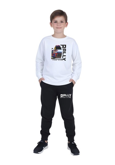 2li Erkek Çocuk Baskılı Sıfır Yaka Mevslimlik Alt-üst Takım Yeşil - Beyaz