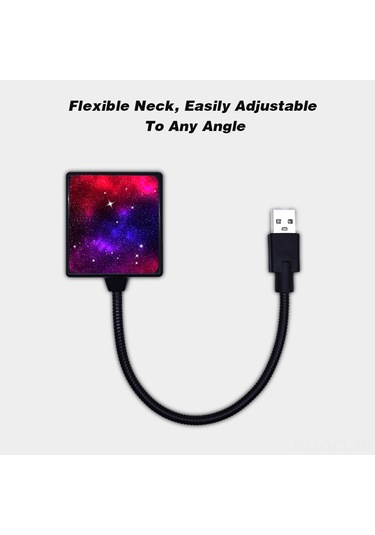 Konesam Usb Yıldız Projeksiyon Lambası - 3 Modlu Otomatik Döner Esnek Boyunlu İç Mekan Ambiyans Aydınlatması Kırmızı-mavi Siyah