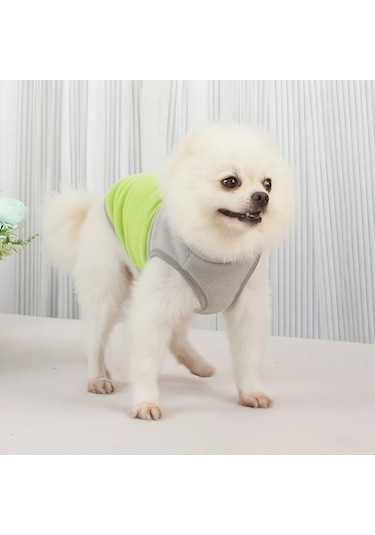 Maxaccess Yeşil L Mevsimlik Küçük Köpek Kapüşonlu Süveter Yumuşak Polyester Örgü Makinede Yıkanabilir Sıcak Tüylü Astarlı Fransız Bulldog Pug Teddy Corgi