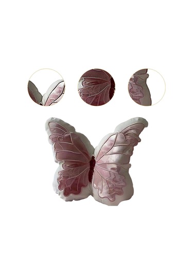 Suntek Kelebek Yastık Doğum Günü Hediyesi Yatak Beyaz-pembe Beyaz Pembe