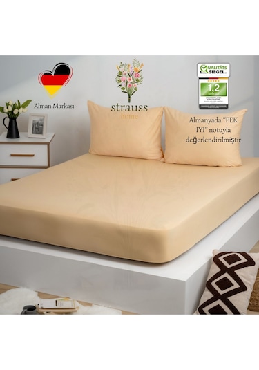 Premium Lastikli Çarşaf %100 Pamuk Tek Kişilik / Çift Kişilik Özel Penye Oeko-tex Bej / Kum / Naturell Bej - Kum - Naturell