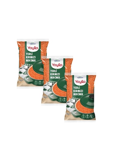 Yayla Yerli Kırmızı Mercimek 2 Kg X3