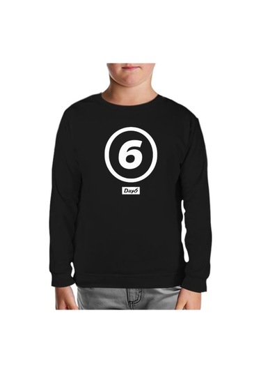 Day6 - 6 Siyah Çocuk Sweatshirt Siyah