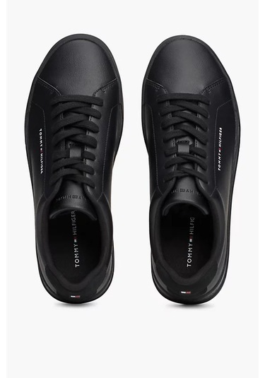 Erkek Th Court Leather Graın Ess Sneakers Triple Black