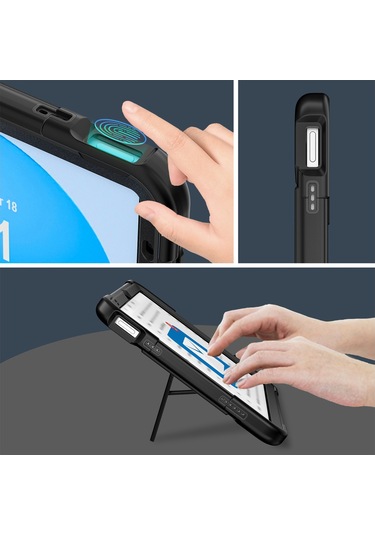 iPad Uyumlu 10.9 2022 Robot B3 Serisi 2022 Kontrast Renk Pc + Silikon Tablet Kılıf Damla Geçirmez Kickstand Koruyucu Kılıf