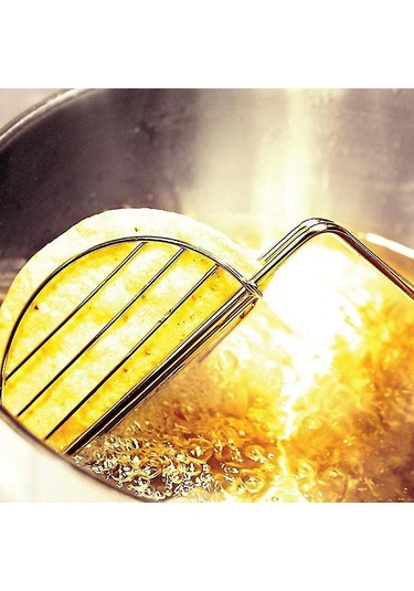Tortilla Kızartma Maşası, Kaplama Çelik, Paslanmaz Çelik, Lastik Bantlı Mutfak Gereçleri, Paslanmaz Çelik