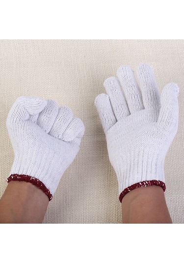 Sones 12 Çift İşçi Malzemeleri Nefes Alabilen Aşınmaya Dayanıklı Koruma Pamuklu İplik Eldiven