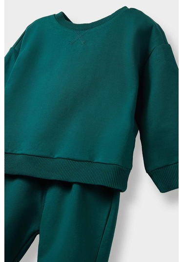 Defacto Erkek Bebek 2li Takım Basic Düz Sweatshirt Eşofman Altı E8430a525augn671 Yeşil