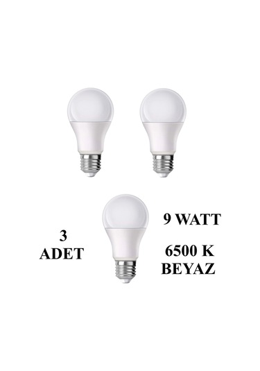 9w E27 Led Ampul 6500k Beyaz Işık 810 Lümen 3 Adet