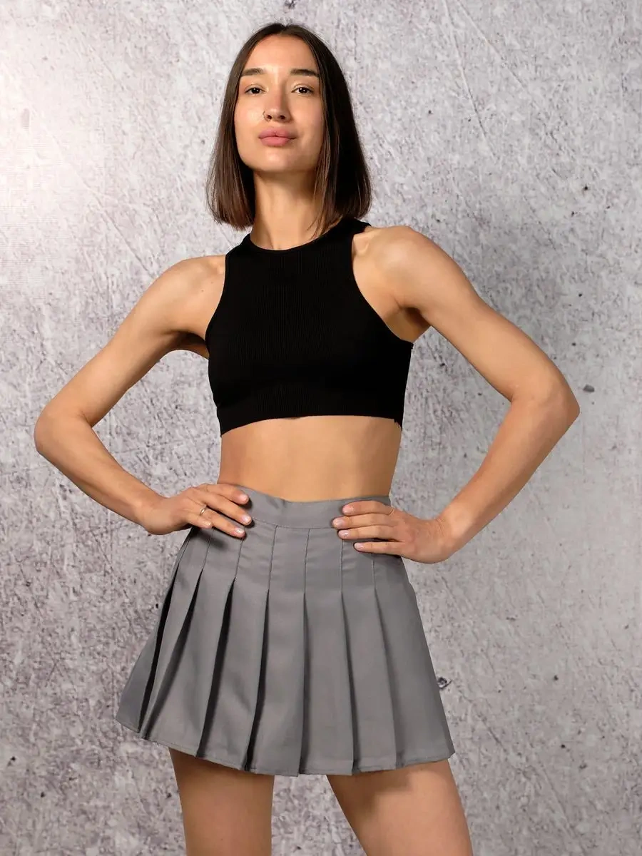 Odezda Vb Plise Mini Tenis Şort Etek 164860390 Gri