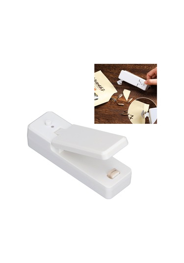 Tenfowee Ev Ve Seyahat İçin Usb Şarjlı Manyetik Mini Poşet Kapama Makinesi - Yemekleri Taze Tutan Kesici Ve Kapatici, Beyaz Beyaz