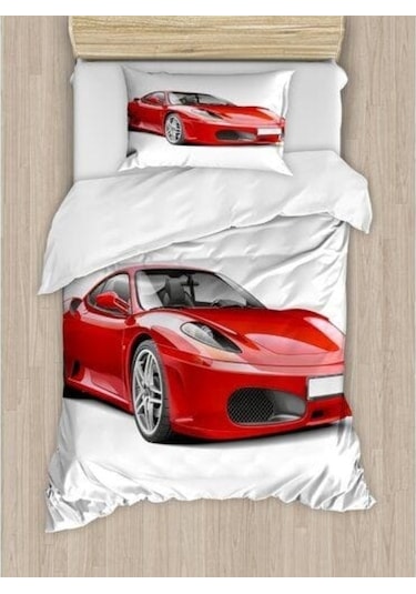 Ferrari Tek Kişilik 3 Parça Saten & Pamuk Nevresim Takımı