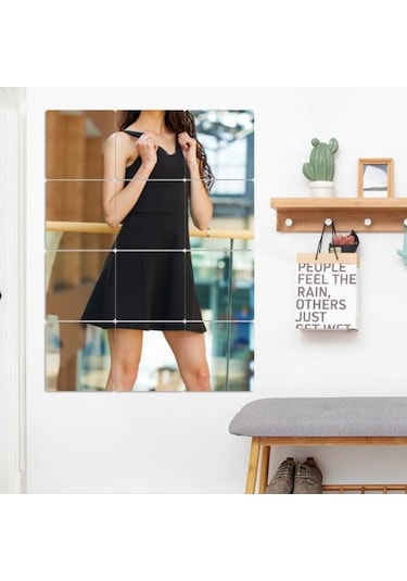 Fayans Kare Yapışkan Kırılmaz Kendinden Yapışkanlı Çıkarılabilir Giydirme Cam Duvara Monte Tam Boy Ayna