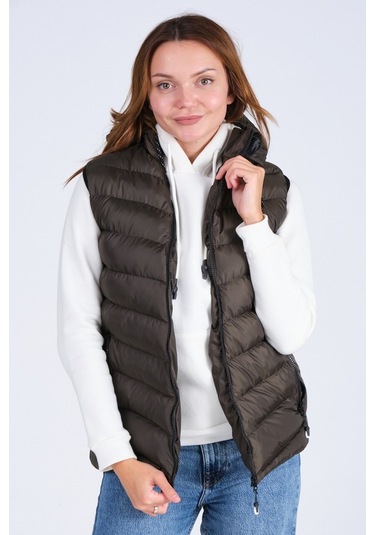 Everest Jel Dolgu Unısex Kapüşonlu Şişme Yelek Haki