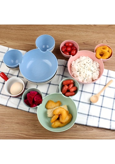 Çevre Dostu 4 Parça Mickey & Minnie Pipet Sofra Takımı - Paslanmaya Dayanıklı