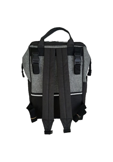 U.S.F Lüx Fonksiyonel Anne Bebek Bakım Sırt Çantası Çizgili Gri - Siyah