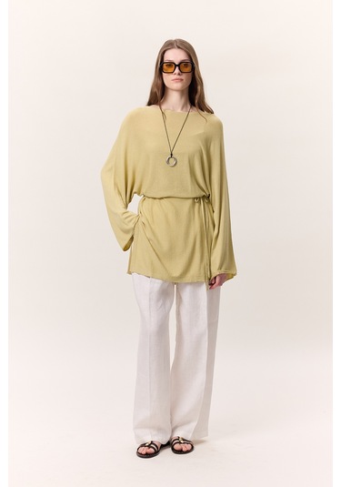 Triko Kuşaklı Tunik Sarı Sarı