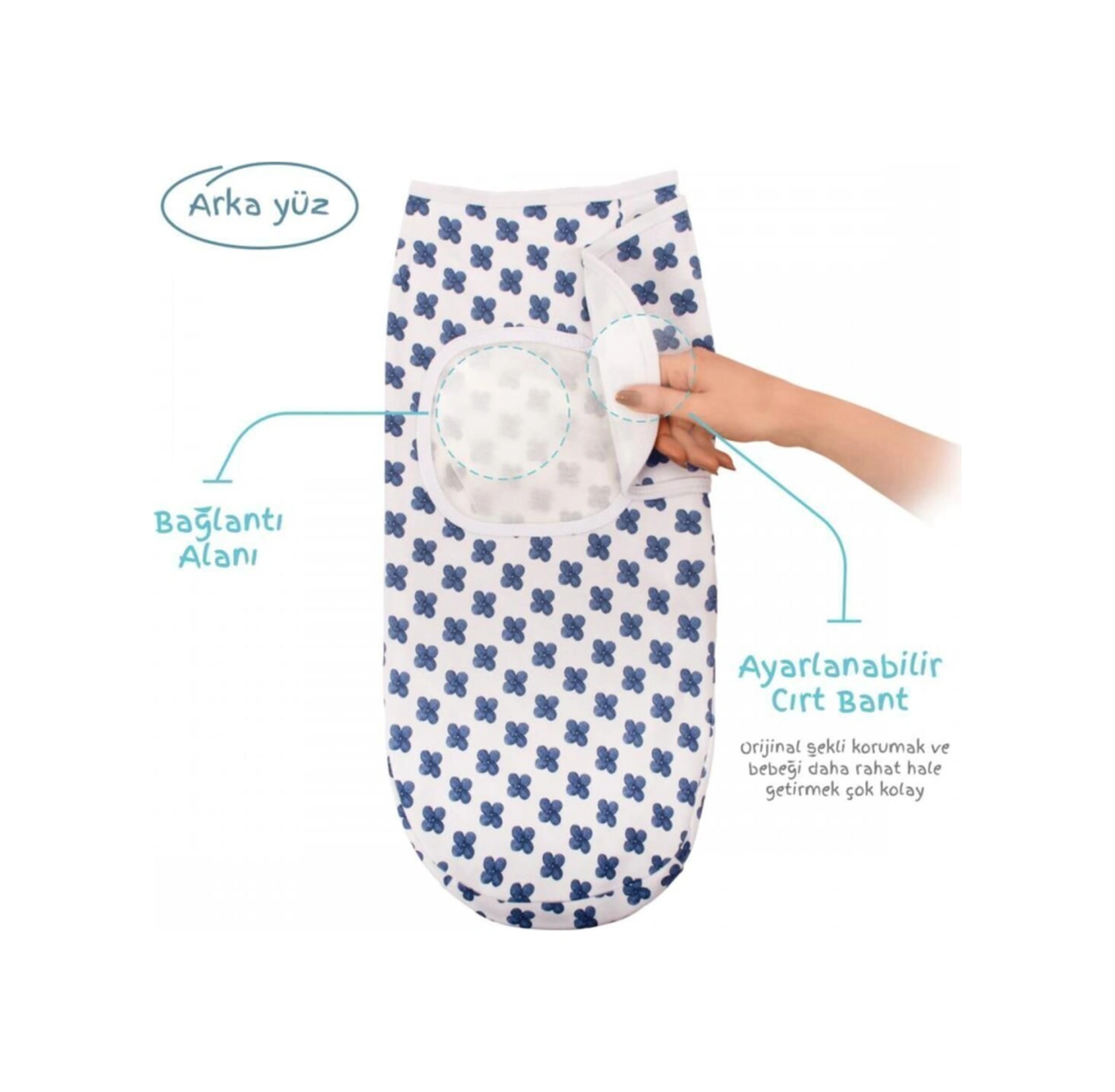 İnterlok Bebe Kundağı 118 Mavi Çiçek