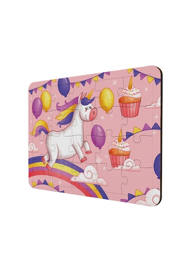 Çocuklar Için Ahşap Puzzle 3'Lü Set Unicorn Temalı