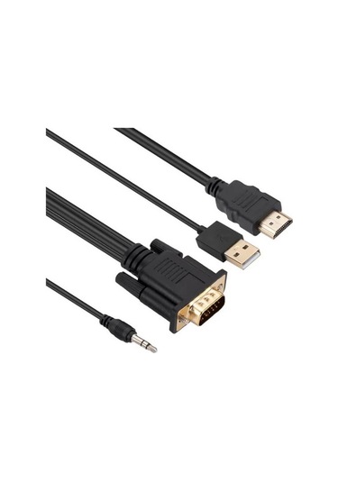 Koodmax - Vga To Hdmi Kablo Çevirici Dönüştürücü 3.5mm Ses Ve Usb Güç Destekli - 1080p - 2 Metre