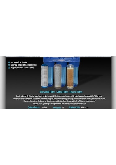 Watermelon Daire Bina Sayaç Girişi 3 Aşama Su Arıtma Sistemi Ağır Kireç Önleyici Set