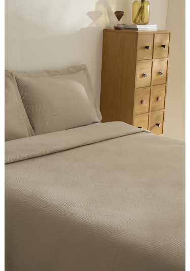 Karaca Home Juno Çift Kişilik Yatak Örtüsü Bej Bej