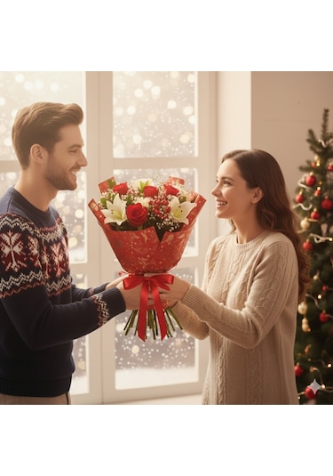 Yılbaşı Tasarımlı Çiçek Ambalaj Kağıdı, Hediye Paketleme Kağıdı,