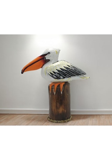 Büro Ev Ofis Dekoru İçin 45cm Ahşap Pelikan Objesi