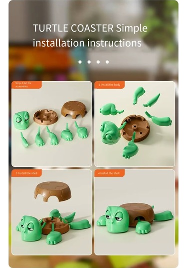 Yunboo Plastik Kap垫i Altlığı Kaplumbağa Figürü - 3 Yaş Ve Üzeri - 17.5x12.5x5 Cm - Masada Dekoratif Ve Fun Alet - Sarı Poşetli