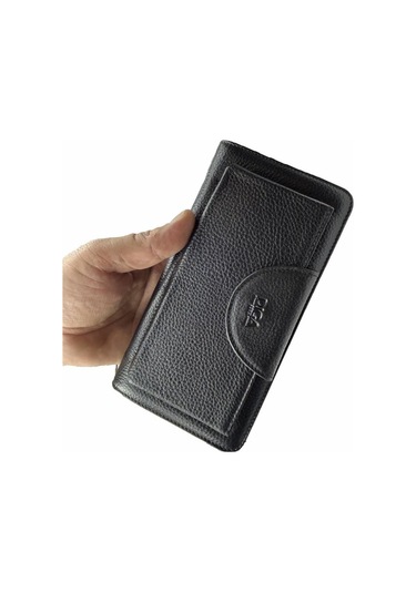 Çanta Yurdu Diga Hakiki Deri 2003 Kartlık Telefon El Çantası Siyah Siyah