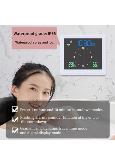 Teltree Ip65 Su Geçirmez Dijital Saat, Büyük Lcd Ekranlı, Sicaklık-nem Ölçer, Geri Sayım Ve Alarm Fonksiyonlu, Beyaz Ts-wp10 Beyaz
