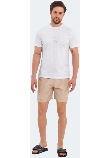 Slazenger RATING KTN Erkek Cepli Deniz Şortu Bej Mayo