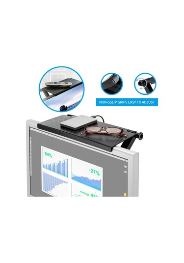 Televizyon Bilgisayar Monitörü Raf Uzaktan Kumanda Set Üstü Kutu Depolama Braketi Siyah