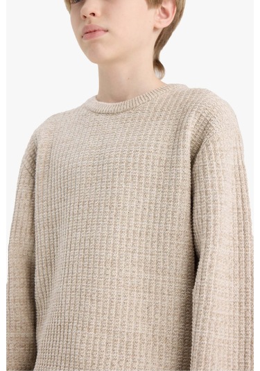 Defacto Erkek Çocuk Bisiklet Yaka Triko Kazak C9468a825aubg302 Bej