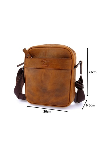 Erkek Hakiki Açık Taba Deri Postacı Çanta Kangaroo K 8875-Zat