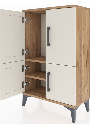 Arges Komodin 2 Raflı 4 Kapaklı 60x30x96 Çam-aytaşı Çam