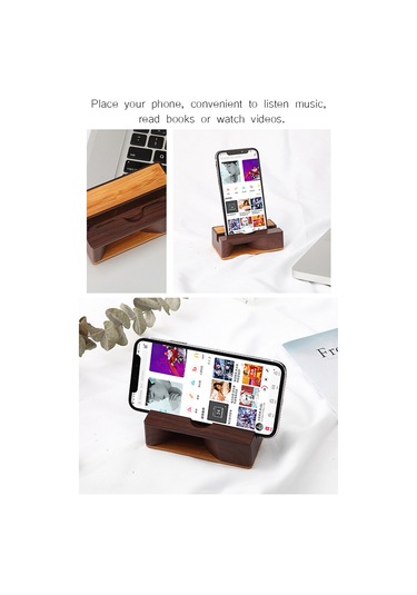 Singree Ahşap Telefon Standı - Ses Yükselticili Masaüstü Telefon Tutucu