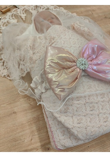 Pembe Kız Bebek Battaniyesi Kundağı Dantelli Duvaklı Mevlütlük Hastane Çıkışı Hediyelik Mevsimlik Pembe