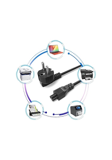 C5 Yonca Power Kablosu Notebook Laptop Adaptör Güç Kablosu - 3 mt