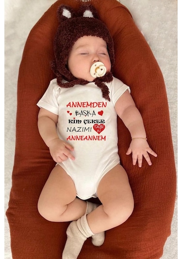Bebeqon Annemden Başka Kim Çeker Nazımı Tabi Ki Anneannem Yazılı Bebek Zıbını Bbqnz031 Ekru