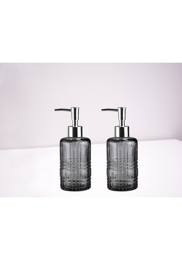 Banyo Seti Cam Sıvı Sabunluk 2 Adet,kristal Desenli Gri 300ml 6,8 Çok Renkli