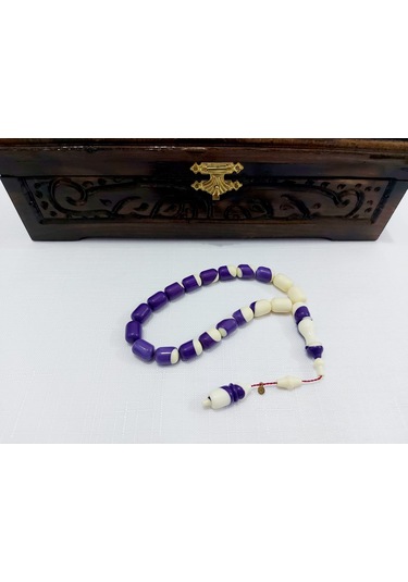 Soma Tesbih Ahmet Özdemir Usta İmzalı Eflatun Bilardo Topu Tesbih 9,5 X 13